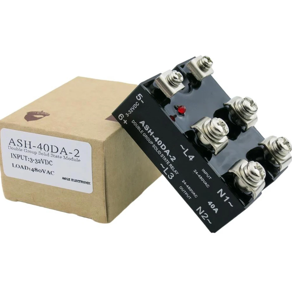 

2-phase ASH-40DA-2 Contactless Solid State Relay DC Controls AC with Led Indicator Light
