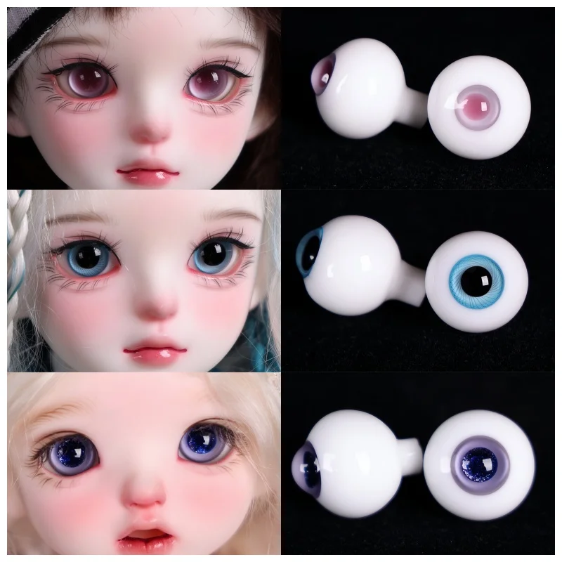 1 Paar 10/12/14mm Glasaugen Augenbälle für BJD-Puppen Blau Schwarz/Lila Spielzeugaugen DIY Puppenherstellung Bastelzubehör