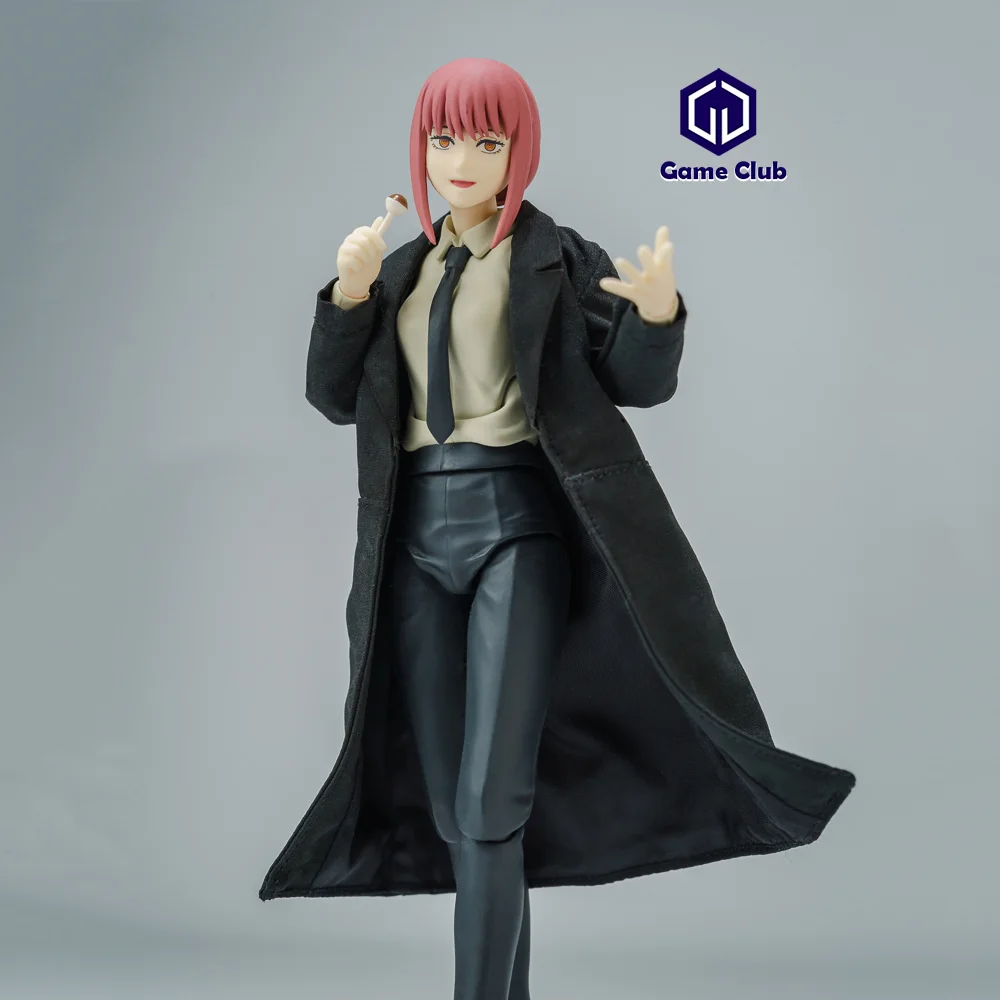 1/12 Scale Female Soldier Chainsaw Man Asu 3.0 Black Windbreaker Jacket Cardigan Coat For 6in Snail Shell Action Figure Model