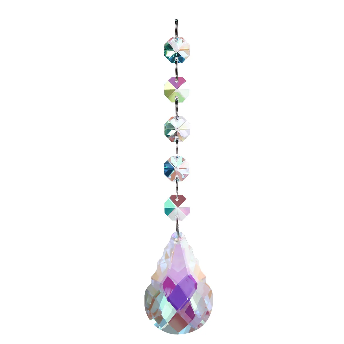 Crystal Suncatcher Wind Chime Octagonal AB Colourful Pendant Prisms Outdoor Garden Windows Wedding Hanging Ornaments Home Decor