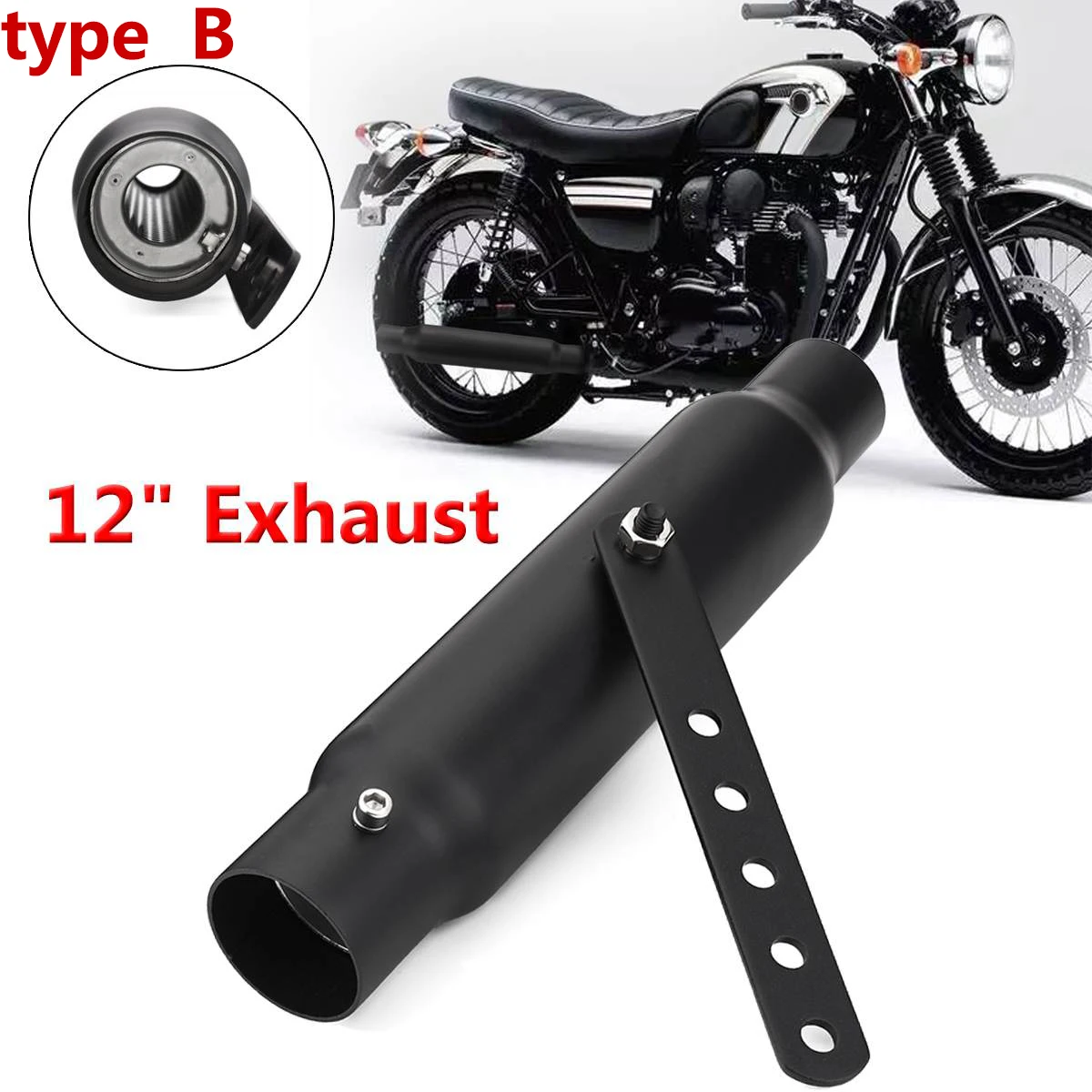Motorcycle Exhaust Muffler Slip - On  Retro Vintage Classic Electroplating Escap Moto for Cafe Racer Bobber QKopper Custom view 4