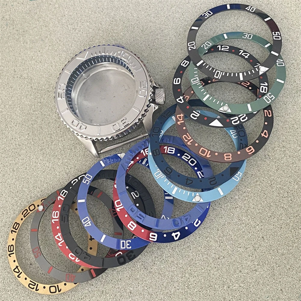 

Stainless Steel Watch Case 41.5mm 3.8 Positions S Crown Black Inner Shadow Mineral Mirror Case NH35 for SKX007 NH36 Movement