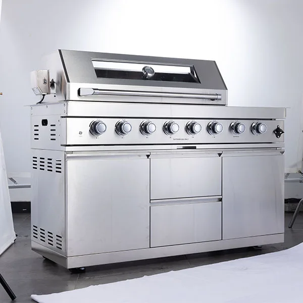 304 Stainless Steel 6 Burner BBQ Grill with Single Side Oven