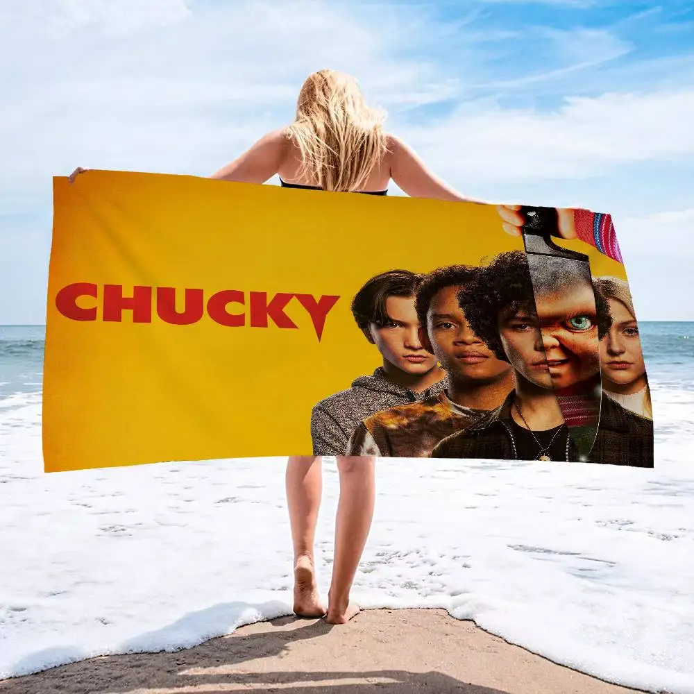 Horror Movie Chucky Microfiber Printed Beach Towel Mountain Climbing Yoga Beach Swimming Running Absorbent Soft Towel