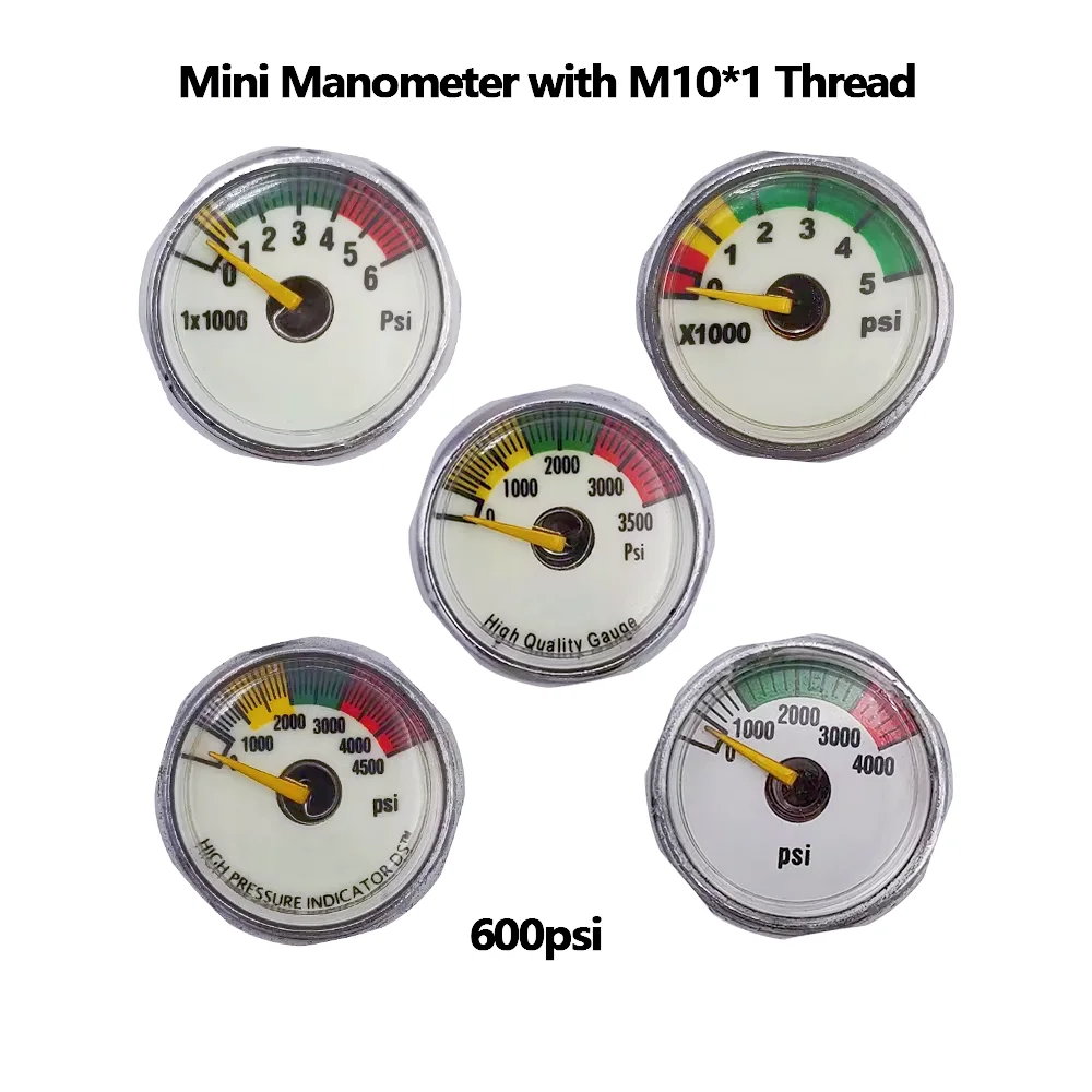 

Air Mini Micro Pressure Gauge Manometer M10*1 Threads 600PSI/3500PSI BUll /4000PSI/4500PSI/5000PSI/6000PSI/30/40Mpa For Cricket