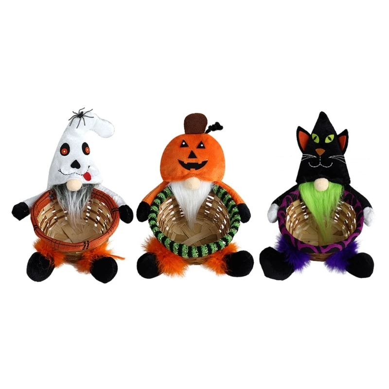

Large Capacity Circular Bamboos Basket for Halloween Candy and Gifts Storage