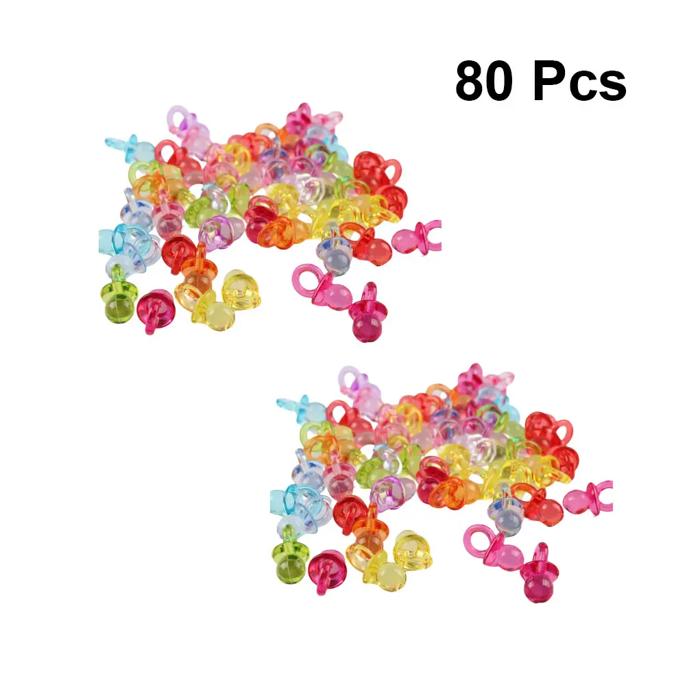 

80 Pcs Pacifier Toys Birthday Gift Handle Transparent Grasp Mixed Colored Baby Christmas