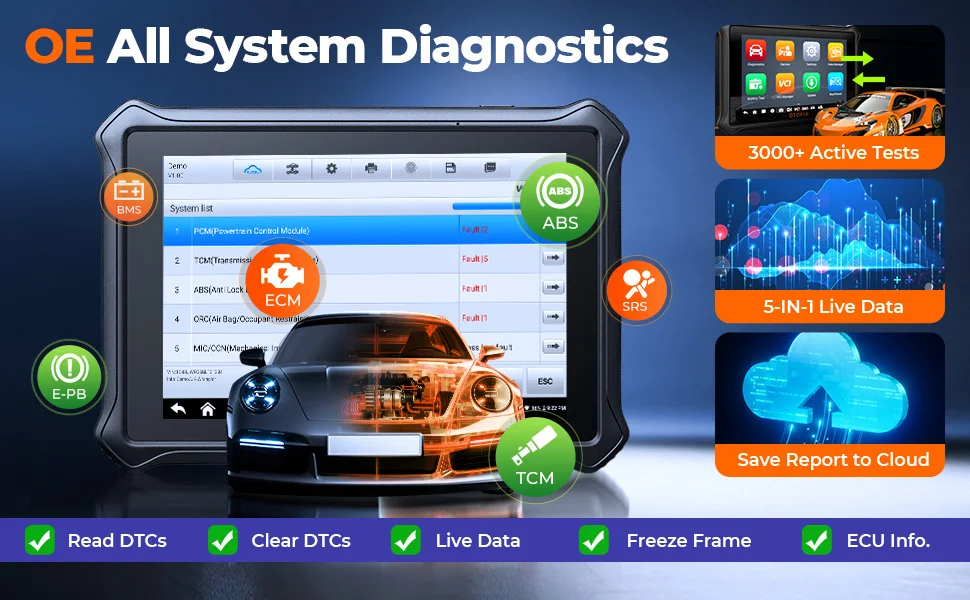 OTOFIX D1 LITE OBD2 Scanner Car Diagnostic Tool Bluetooth Wireless Bi-Directional Control OBD Automotive Scan Tool Active Test