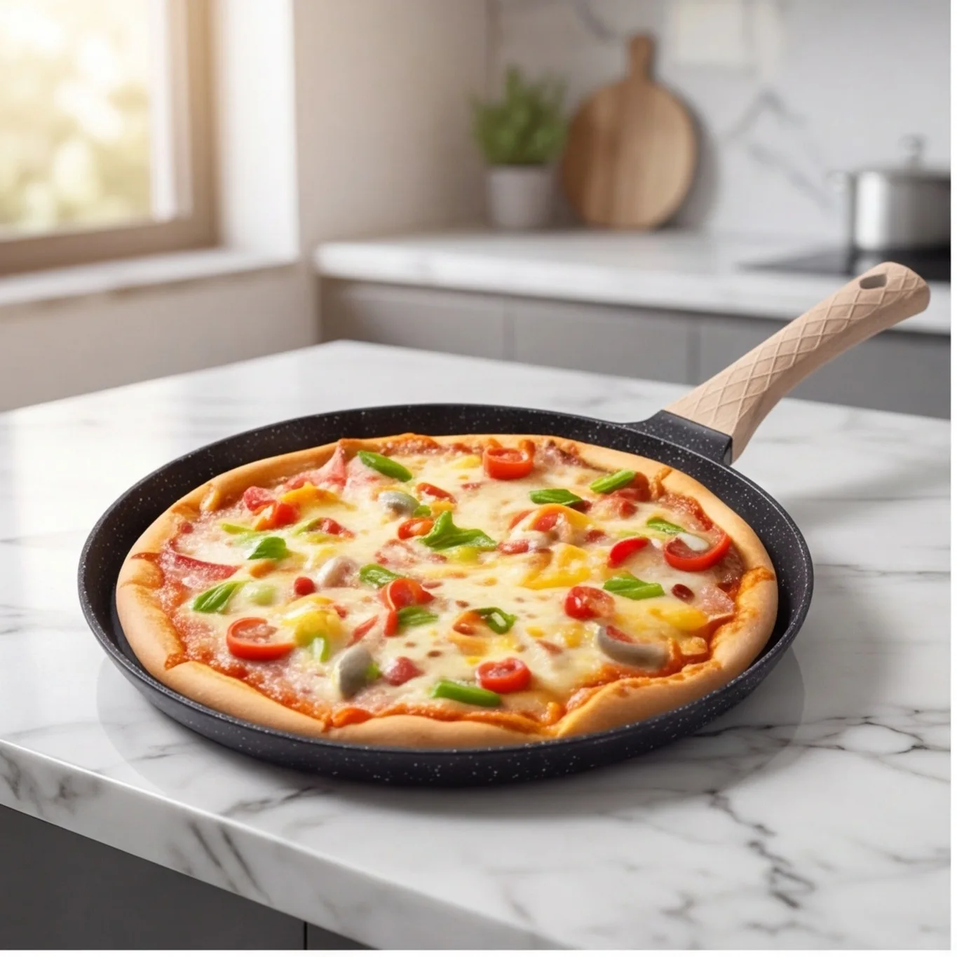 Stone-Coated Pizza Pan, Non-Stick Skillet for Eggs Steak Pancakes, Crepe and Egg Dumpling Cookware