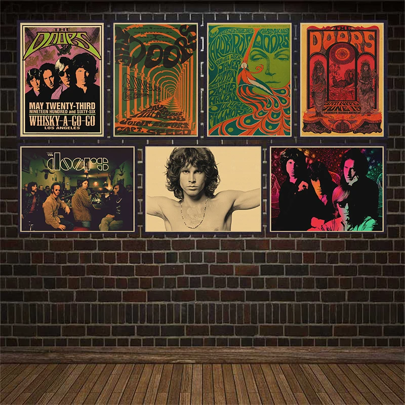 The Doors Jim Morrison Vintage Retro rock band music Guitar Matte Poster Wall Sticker Home Decora wall decor