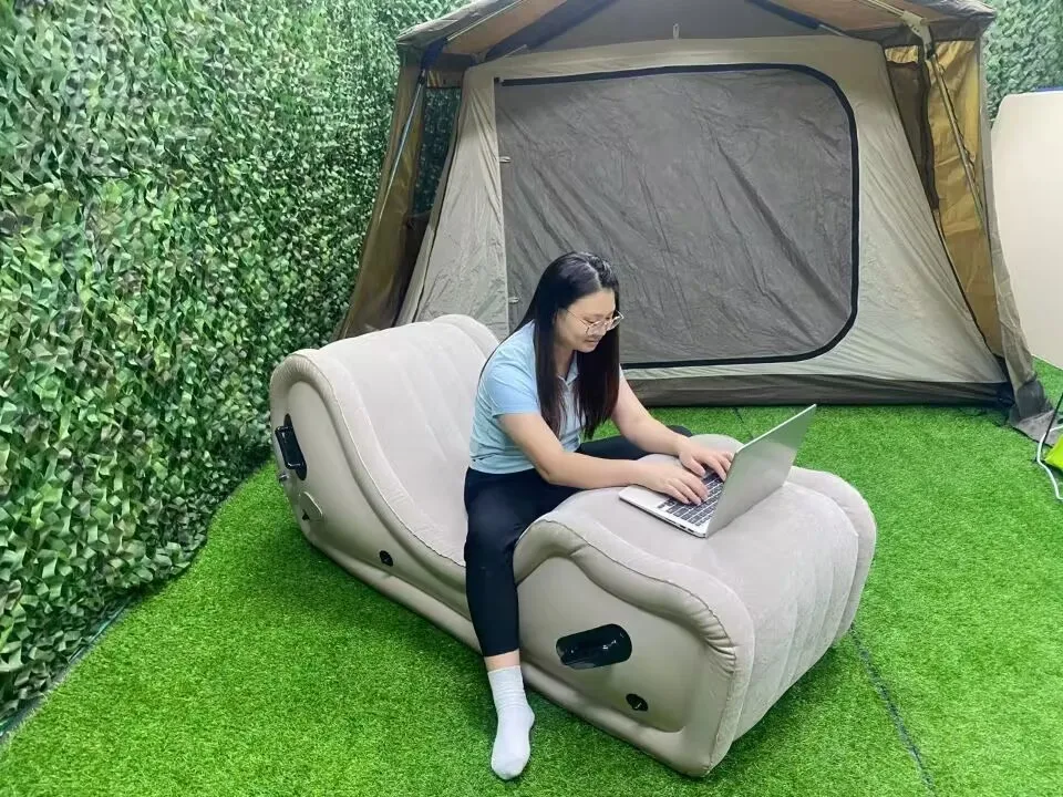 Portable Modern Inflatable Large Sofa Beds For Travel Folding Lounge Chair With Arm For Camping Beach Outdoor Garden Furniture