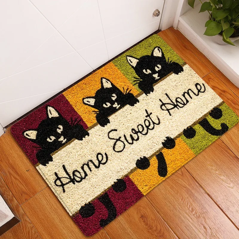 Cats Welcome Mats for Front Door Outdoor Entry Hi Bye Print Doormat Non Slip Kitchen Bedroom Footpad Home Indoor Decor Funny Rug