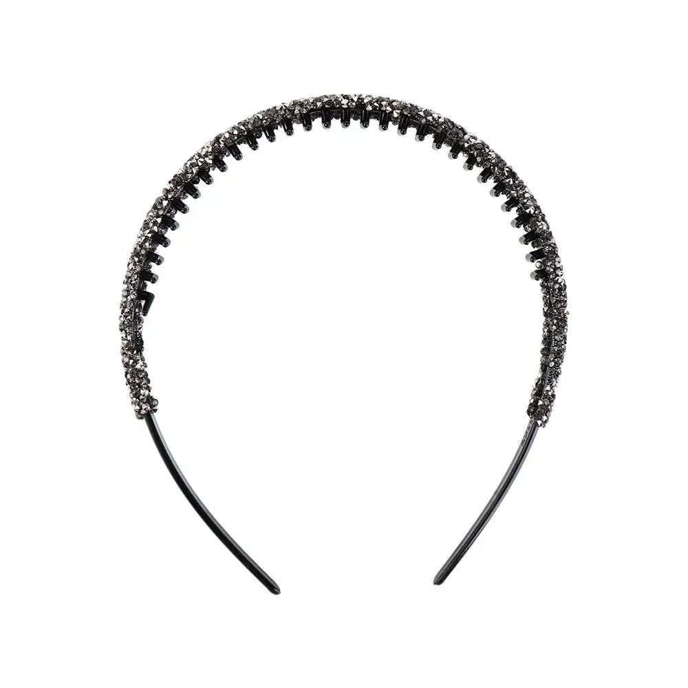 Retro Plastic Rhinestone Headband Make Up Face Wash Hairband with Toothed Korean Style Diamond Hair Hoop Male