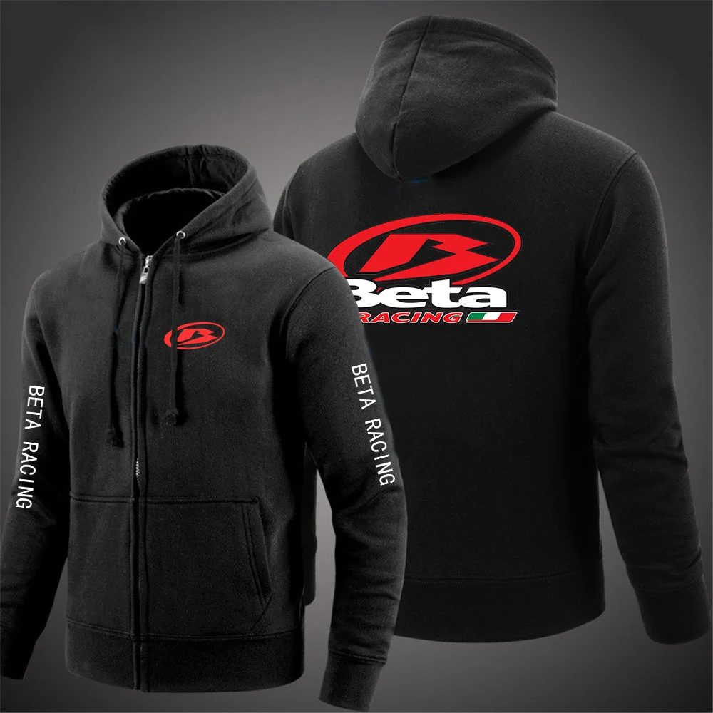 2023 New Men\'s Autumn Beta Racing Motocross Motorcycle Logo Print Casual High Quality Cotton Fashion Zipper Solid Color Hoodies