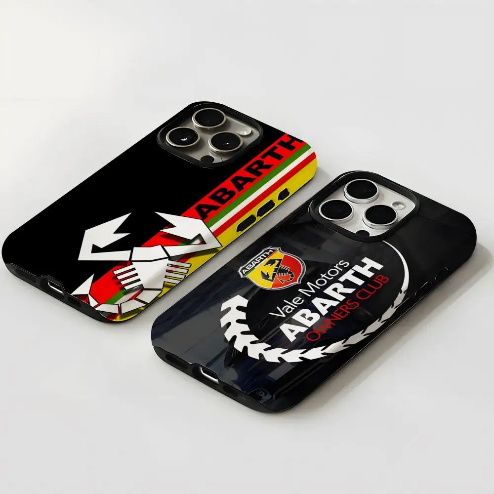 Автомобильный чехол для телефона A-abarthES, новый для iPhone 16, 15, 14, 13, 12, 11 Pro Max X XR XSMax 7, 8 Plus, глянцевая пленка, жесткий чехол из ПК