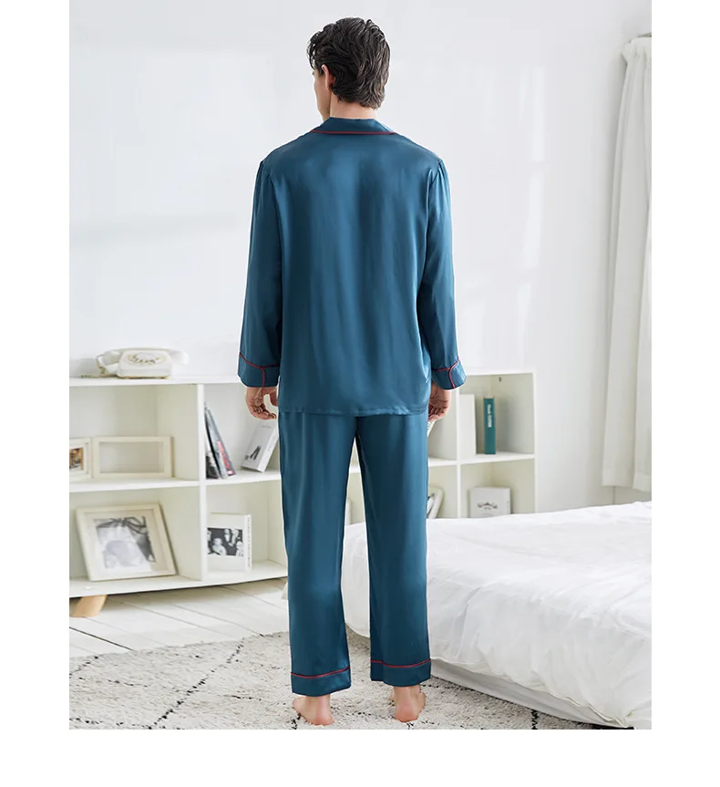 Winsleter, Casual 2 Piece Pajamas Set, Men Long Sleeve Top Pants, Solid Comfortable Basic Homewear, 2024 Summer Fall S47052QC