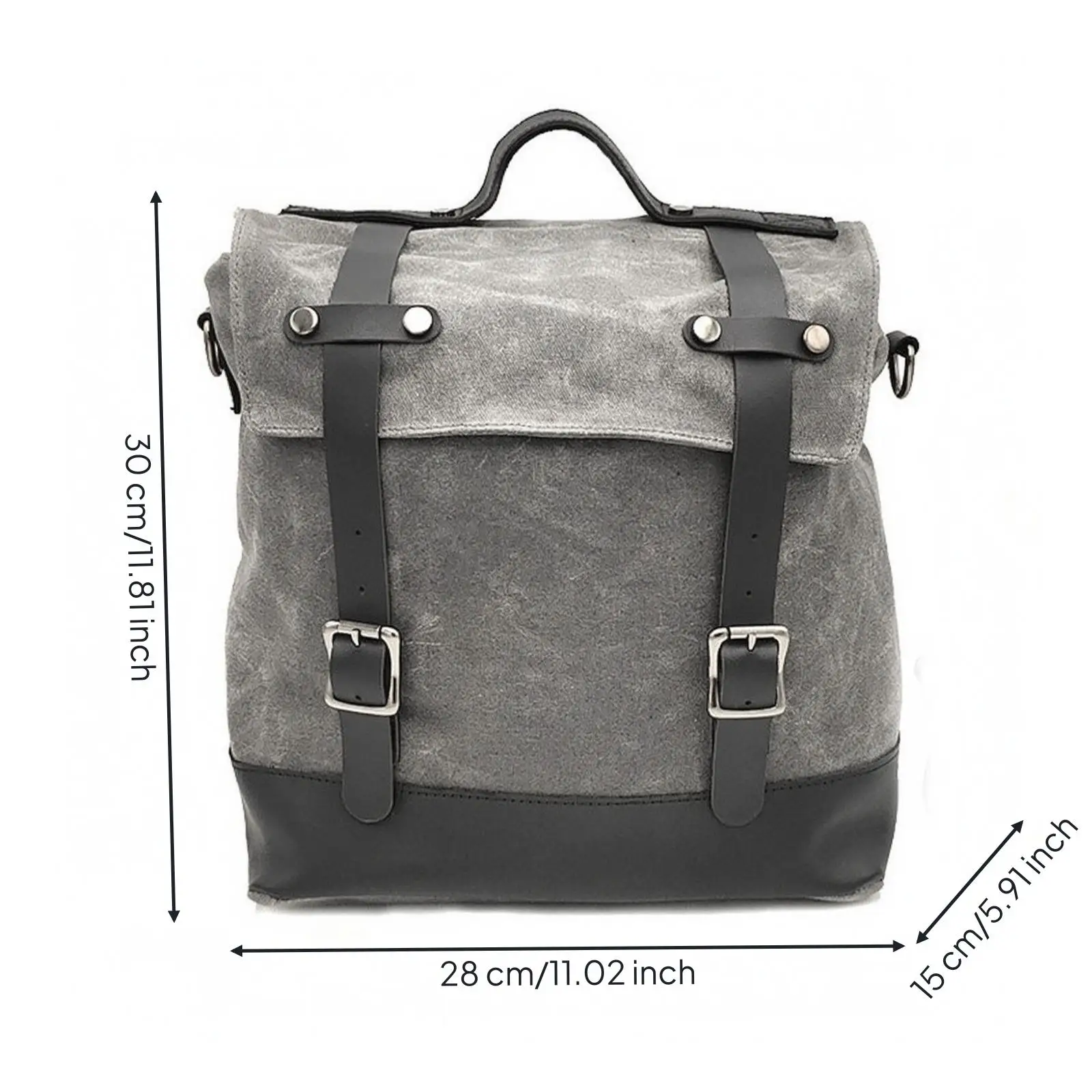 Motorcycle Side Bag for Bike Touring Waxed Canvas Saddle Pannier with Flap Closure and Handle