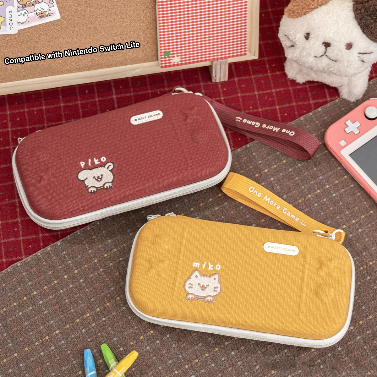 

Тонкий чехол для переноски Nintendo Switch Lite — ультратонкий защитный чехол для консоли с чехлом, Miko Cat и Piko Dog