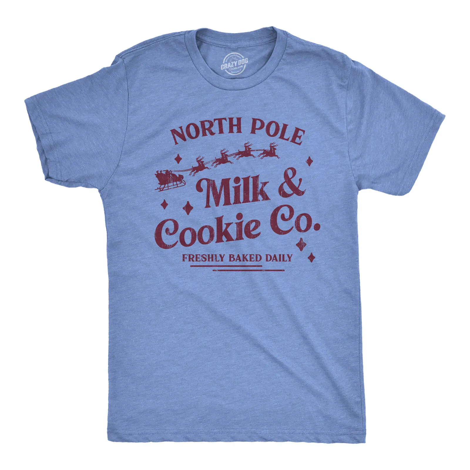 Mens North Pole Milk And Cookie Co T Shirt Funny Xmas Bakery Shop Joke Tee For