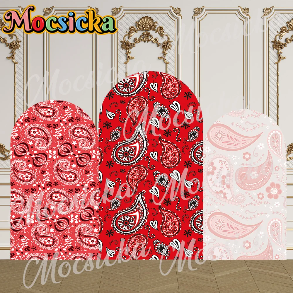 Mocsicka 2-Sided غطاء قوس الأحمر باندانا خلفية استحمام الطفل قوس جدار Kids1st حفلة عيد ميلاد حفلة موسيقية الخلفيات للصور