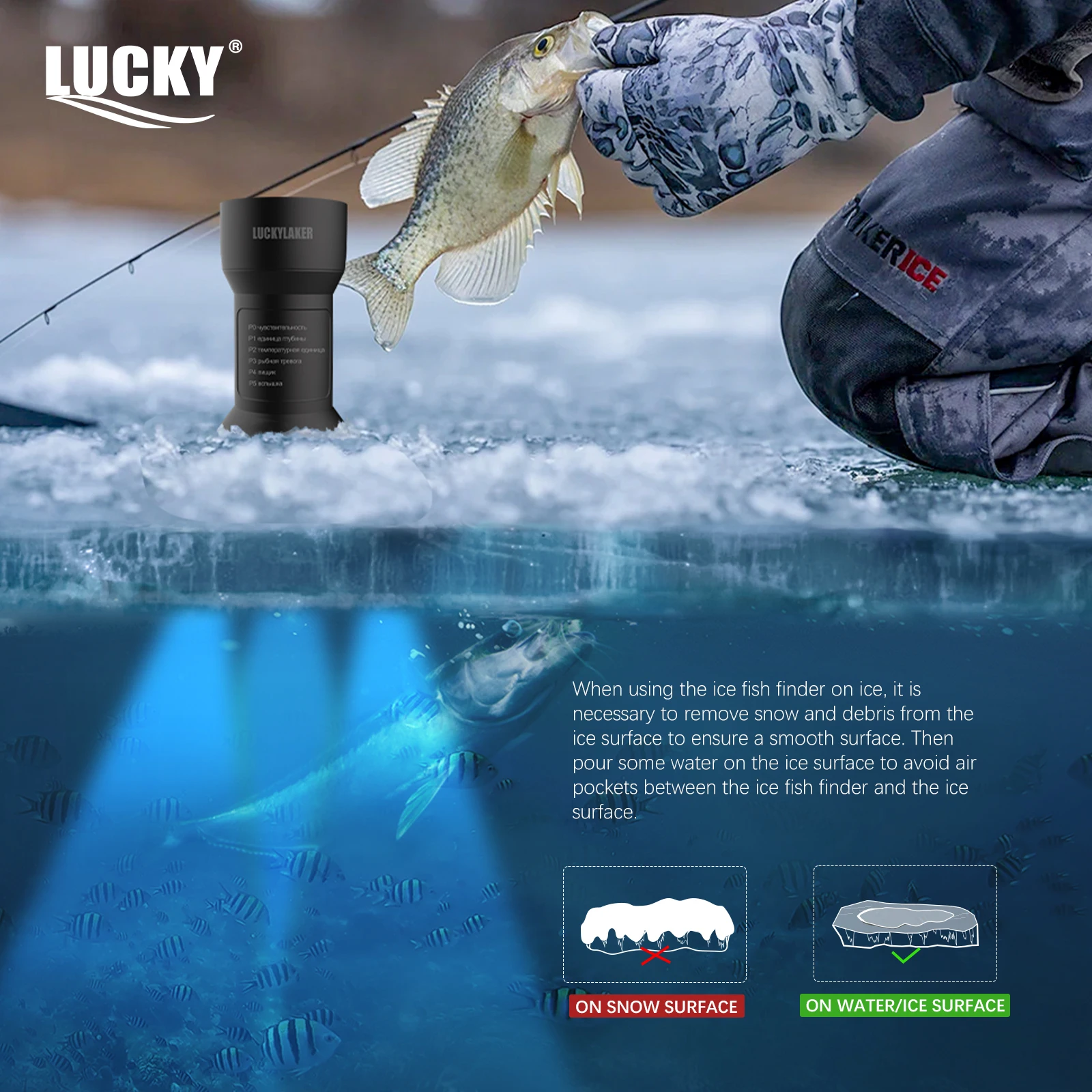 المحمولة السونار مكتشف الأسماك الصيد إغراء صدى أسلم الروسية دليل FF202 #4