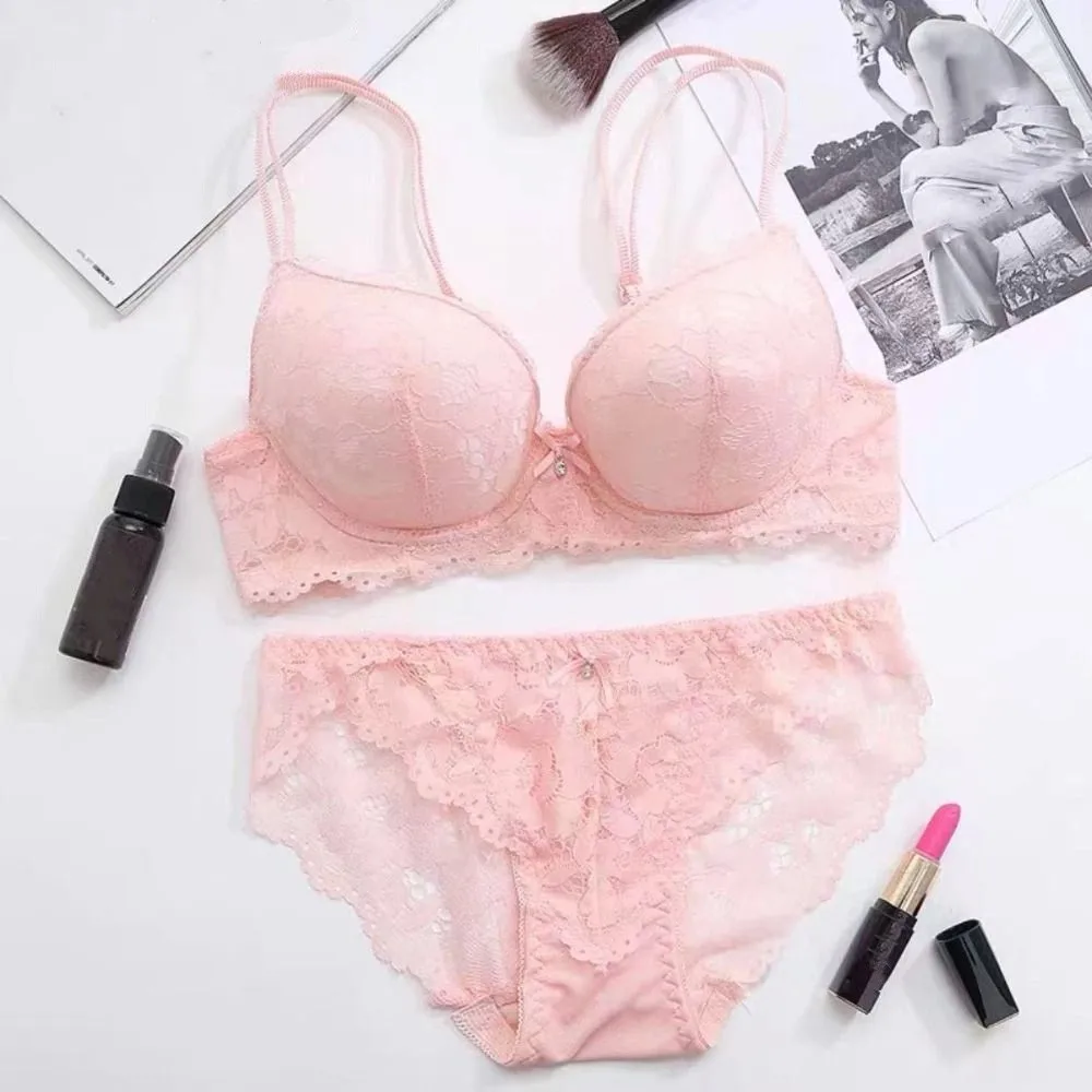 Biustonosz z siateczki i koronki z kwiatowym wzorem, biodrówki, antypoślizgowy, push-up, damski zestaw bielizny z kokardką, biustonosz i majtki, na plażę.