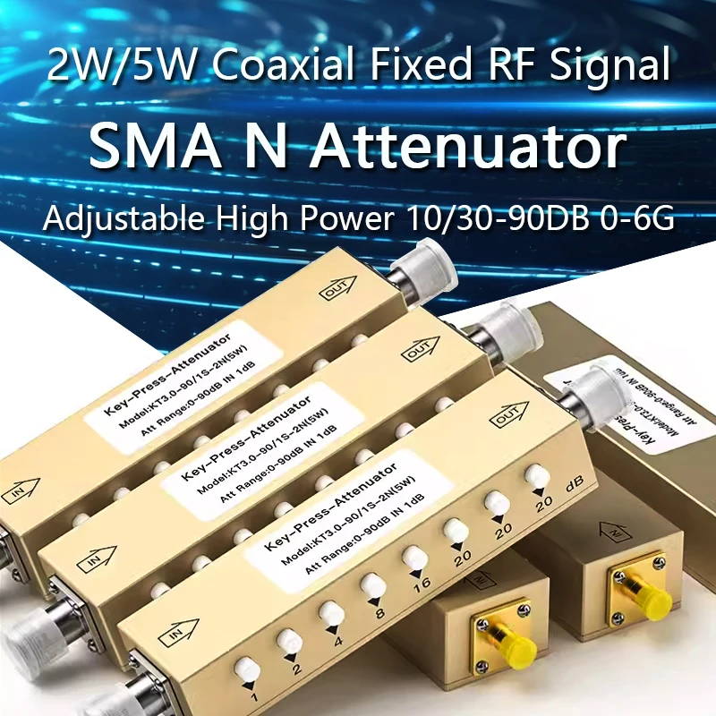 2W/5W SMA N Atenuator Coaxial Fixed RF Signal Regulowane złącze atenuatora dużej mocy SMA/N Type 10/30-90DB 0-6G Adapter