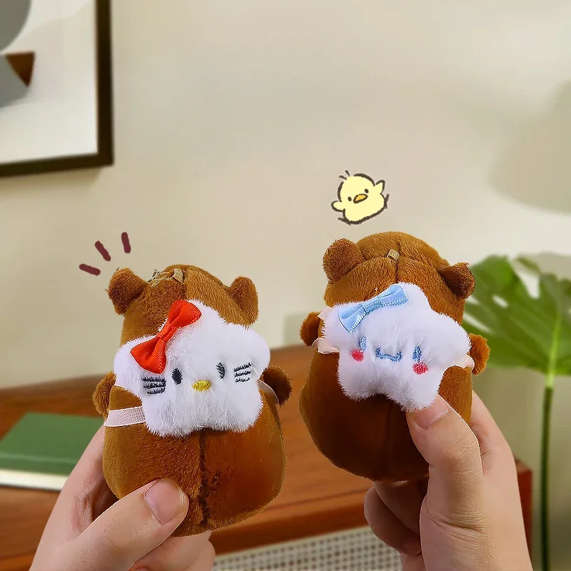 Adorable Capybara carry Sanrio Bag Plush Toy Stuffed Doll Keychain Lovely Backpack Pendant Charms Car Key Holder Festival Gifts