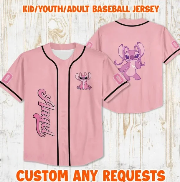 

Бейсбольные футболки с 3D-принтом Disney Angel 2026 для мужчин и женщин, повседневные бейсбольные майки, летняя модная одежда с короткими рукавами для детей