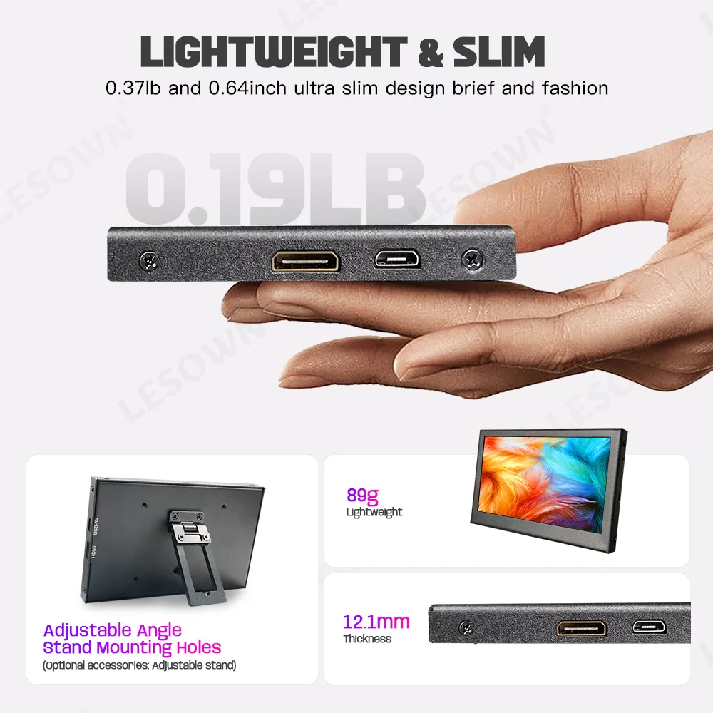 LESOWN 4.3 Inch Touch mini Monitor 800x480 Auxiliary Screen Portable Media Players Small Camera Video Field Monitor for TV Box