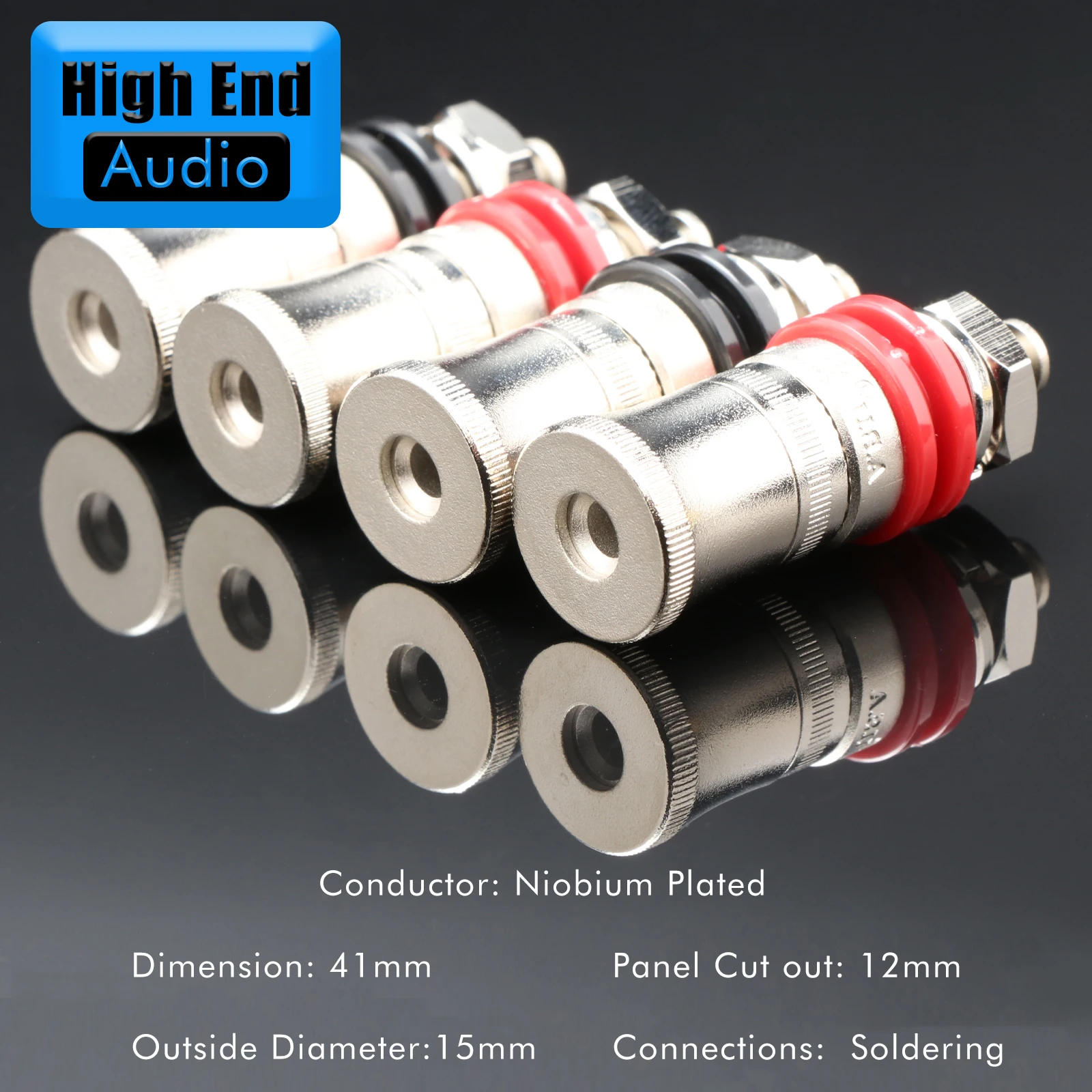 Preffair 4PCS Niobium Plated Speaker Binding Posts Amplifier Speaker Terminal Connectors Banana Jack Sound Audio Adapter
