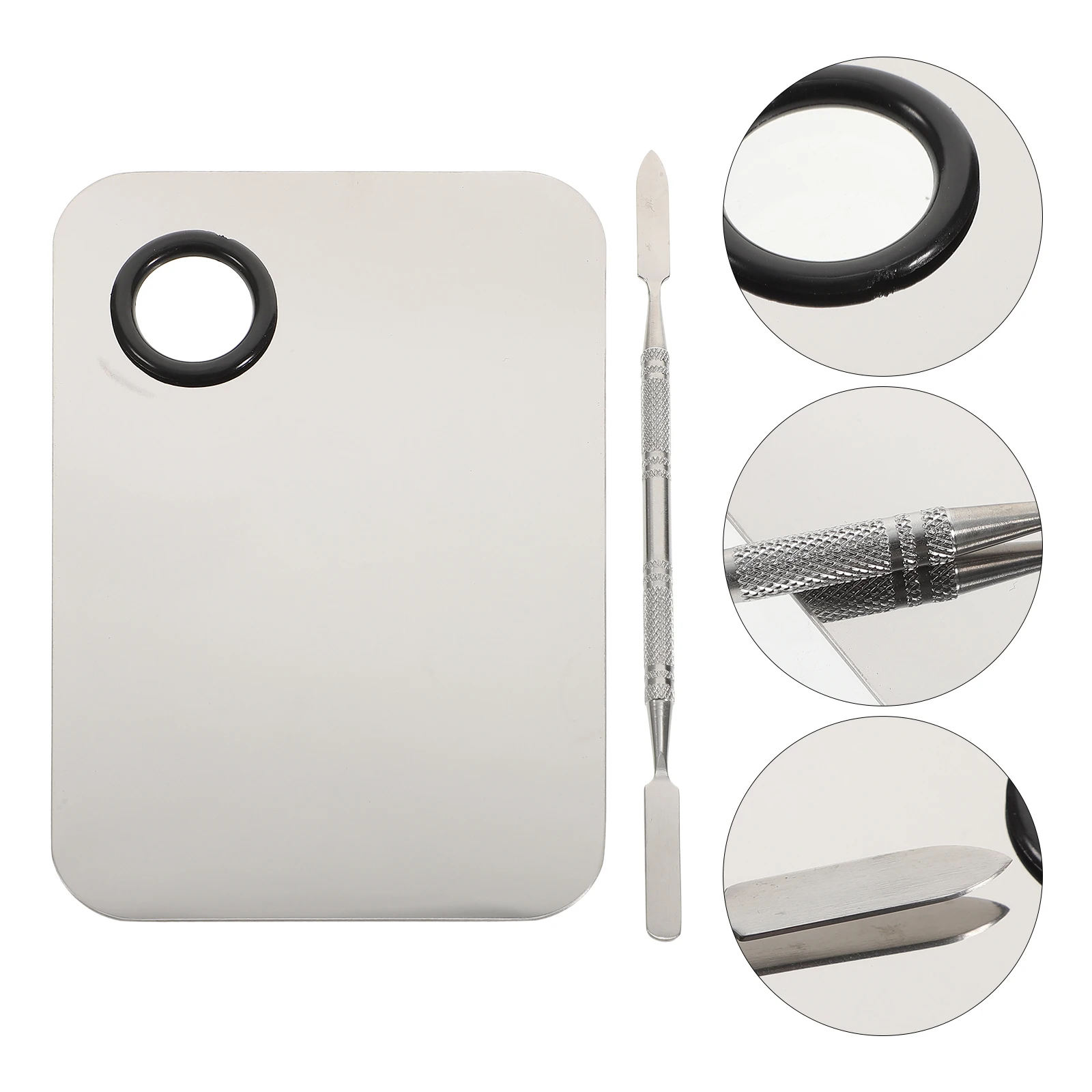 

Stainless Steel 15x10cm Palette Set with 16cm Spatula for Makeup Mixing Foundation Blush Eyeshadow Customization Tool