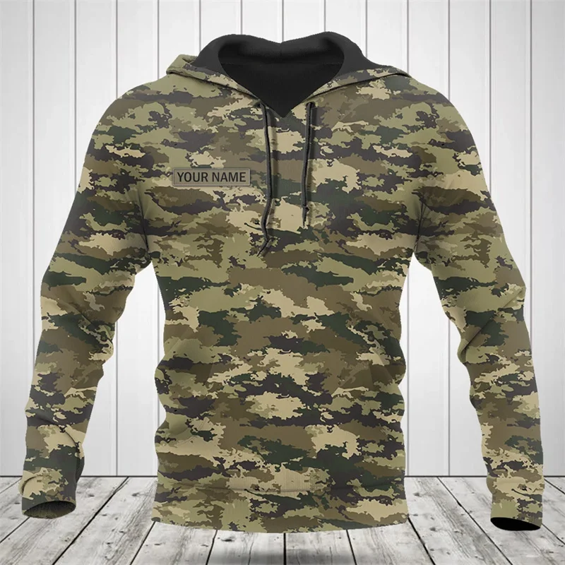 Nome personalizado Camuflagem Graphics Hoodies, manga longa, listra tigre, 3D impresso Hoodie, casual solto pulôveres, moda ao ar livre, tendência