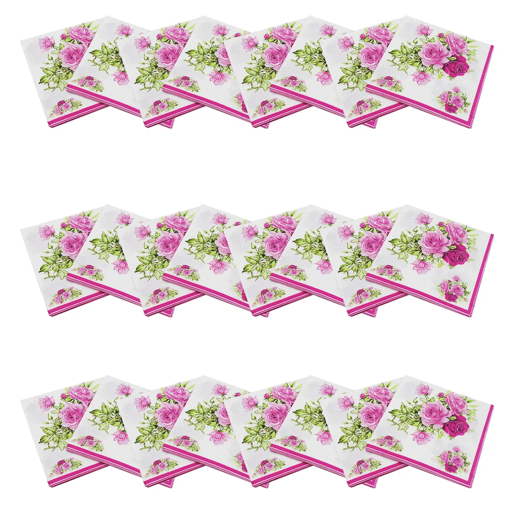 Serviettes en Papier à Imprimé Floral, Colorées, Faites à la Main, pour Mariage, Anniversaire, Banquet (Aléatoire), 20 Pièces