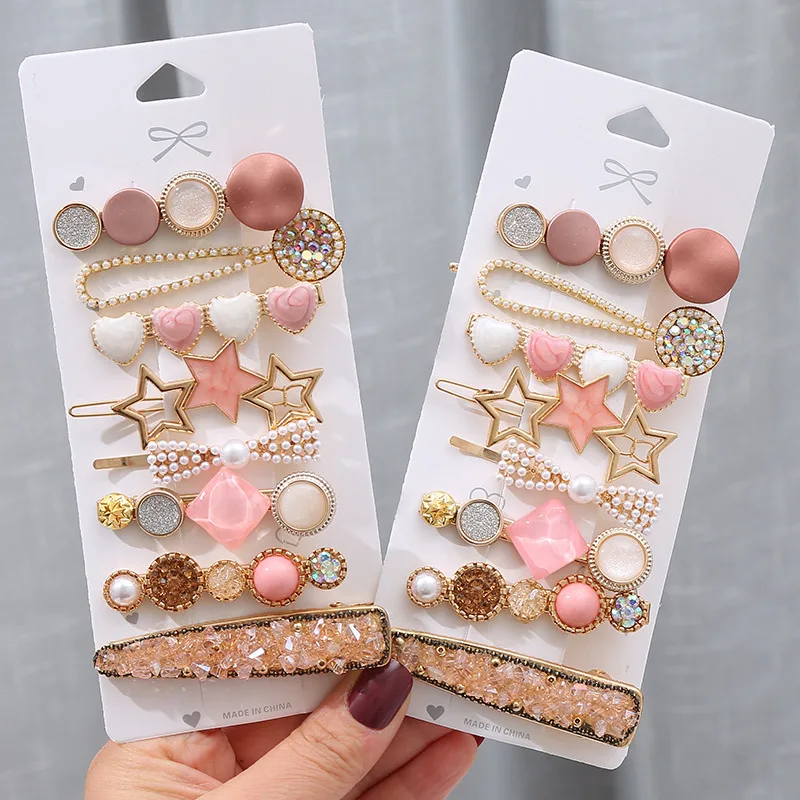 

8 Pcs New Fashion Stars Hair Clip Lady Girls Geometric Rhinestone Hairpin love Barrettes Jewelry Hair Accessories Girls Gift