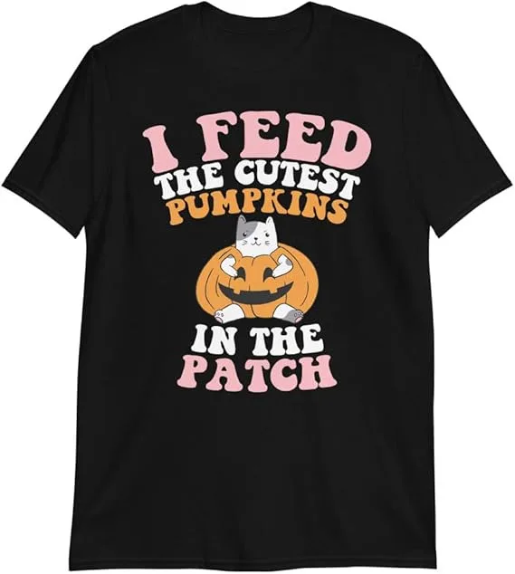 

Футболка I Feed The Cutest Pumpkins In The Patch на Хэллоуин, кошка, мама