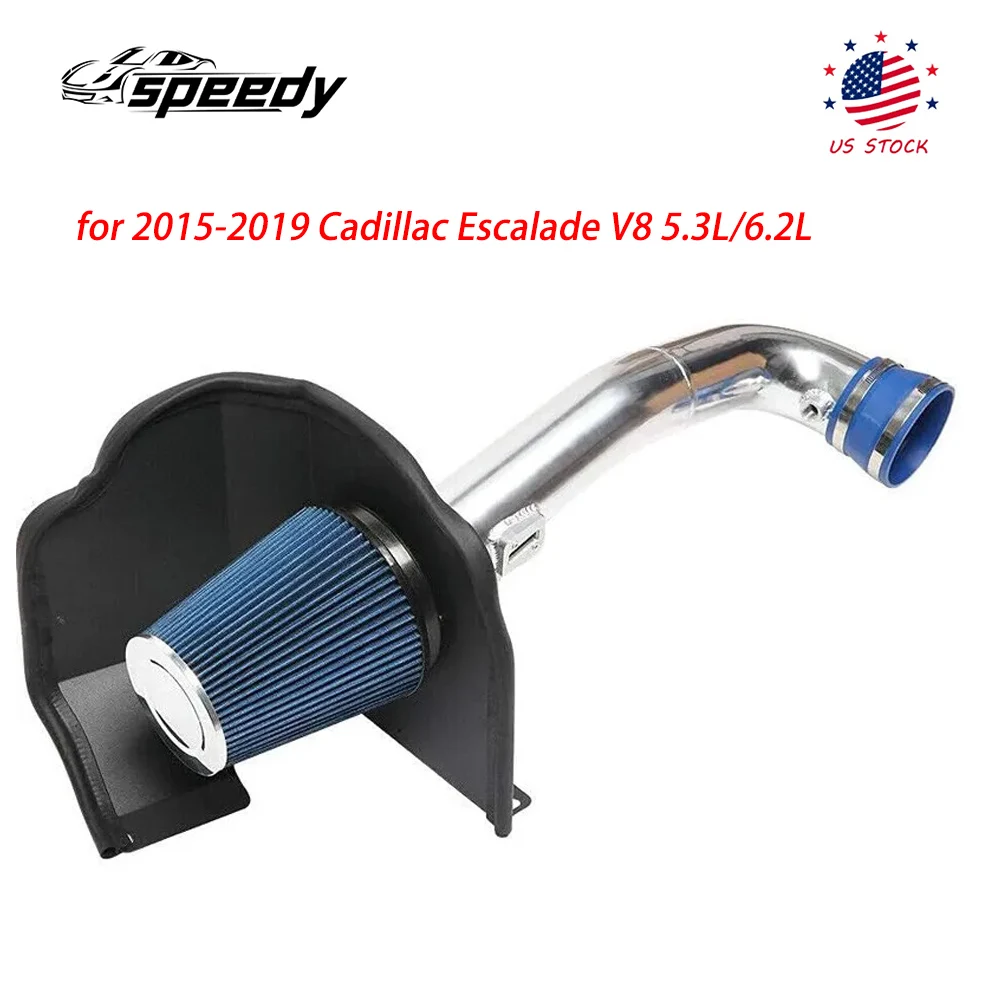 طقم مدخل هواء بارد مع فلتر درع حراري لـ 2015-2019 كاديلاك إسكاليد V8 5.3L/6.2L لـ 2014-2020 تشيفي/جي إم سي V8 5.3L 6.2L
