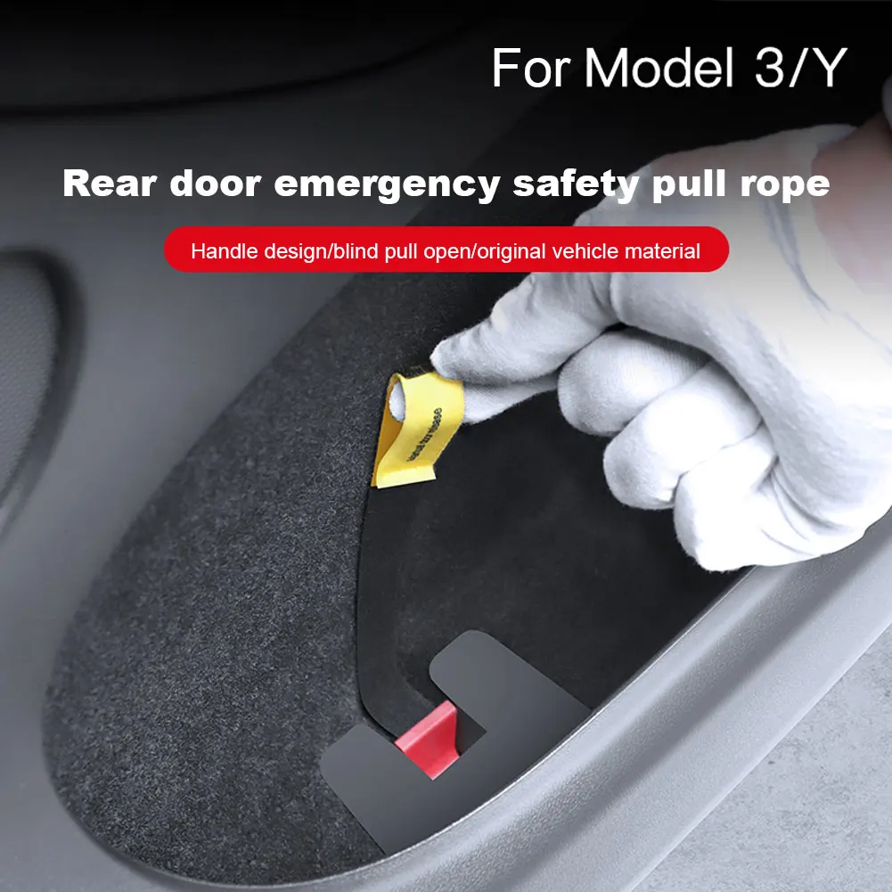 Rear Door Mechanical Switch Extended Manual Door Release Back Door Release Handle Emergency Safety Pull Rope for Tesla Model Y