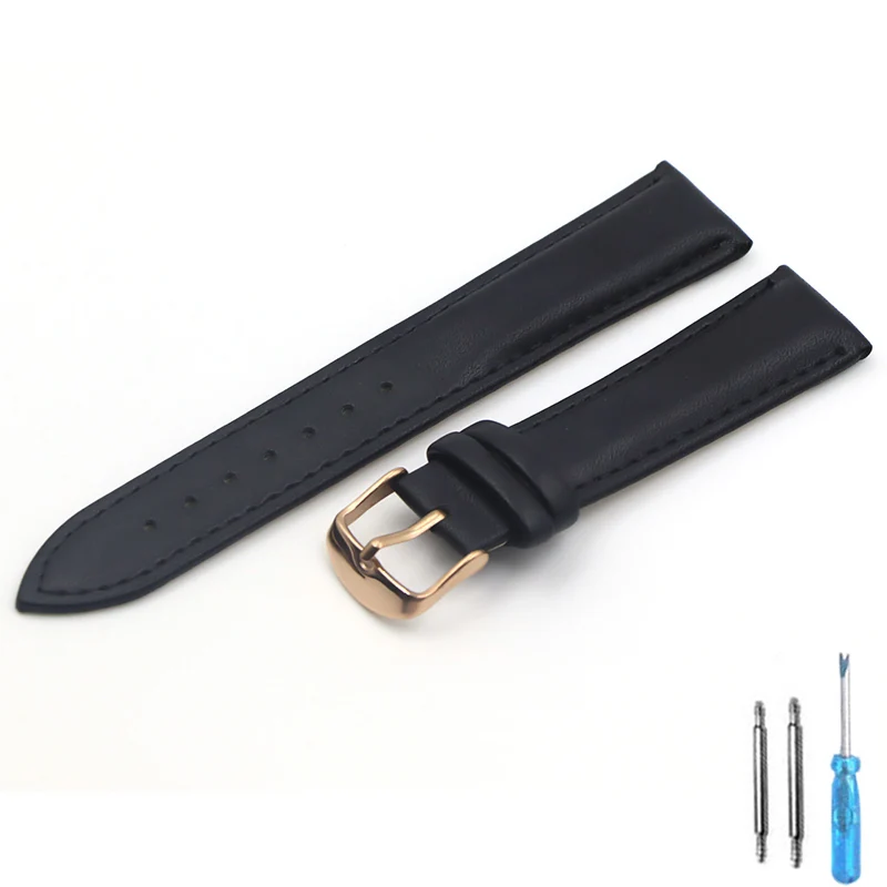 Calfskin Leather Watchband Soft Material Watch Band Wrist Strap 18mm 20mm 22mm 24mm With Silver Stainless Steel Buckle