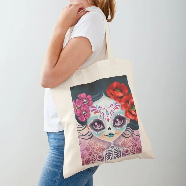 Amelia Calavera - Sugar Skull Tote Bag Handbags tote bag women Portable shopping bag shopping logo