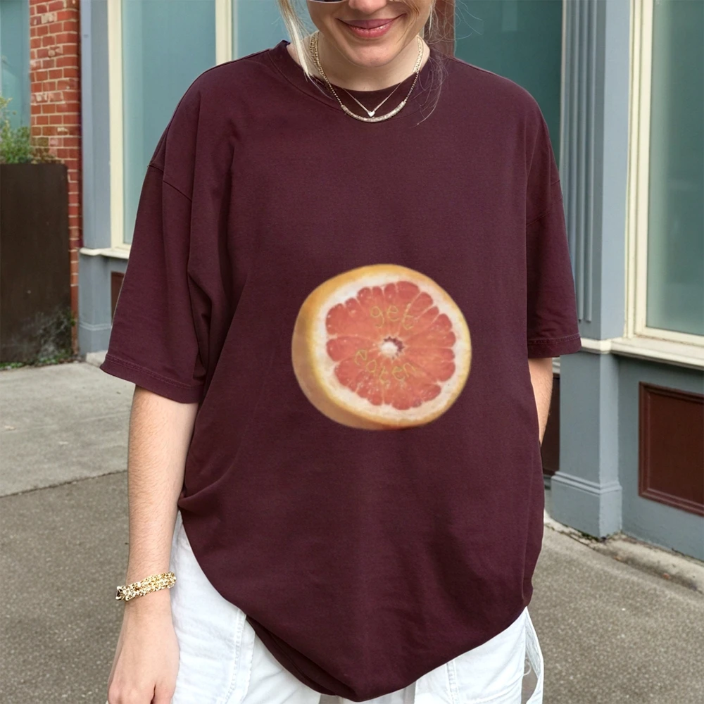 

Женская стильная хлопковая футболка с рисунком грейпфрута Y2K Trend Fresh Vibe, белый свободный топ, футболка из 100% хлопка с рисунком Y2K