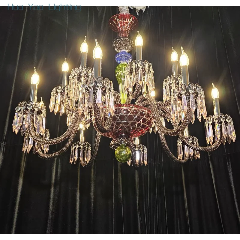 St Louis Big Crystal Chandelier Lighting For Foyer Living Room Gold Hanging Lamp For Hall Lobby Staircase Hanging Light 36Head