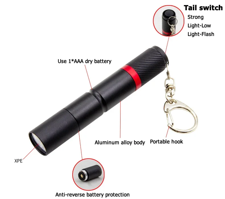 Ultra Small LED Flashlight with Premium XPE Lamp Beads Waterproof Pen Light Portable Light Use AAA Battery for Emergency Camping