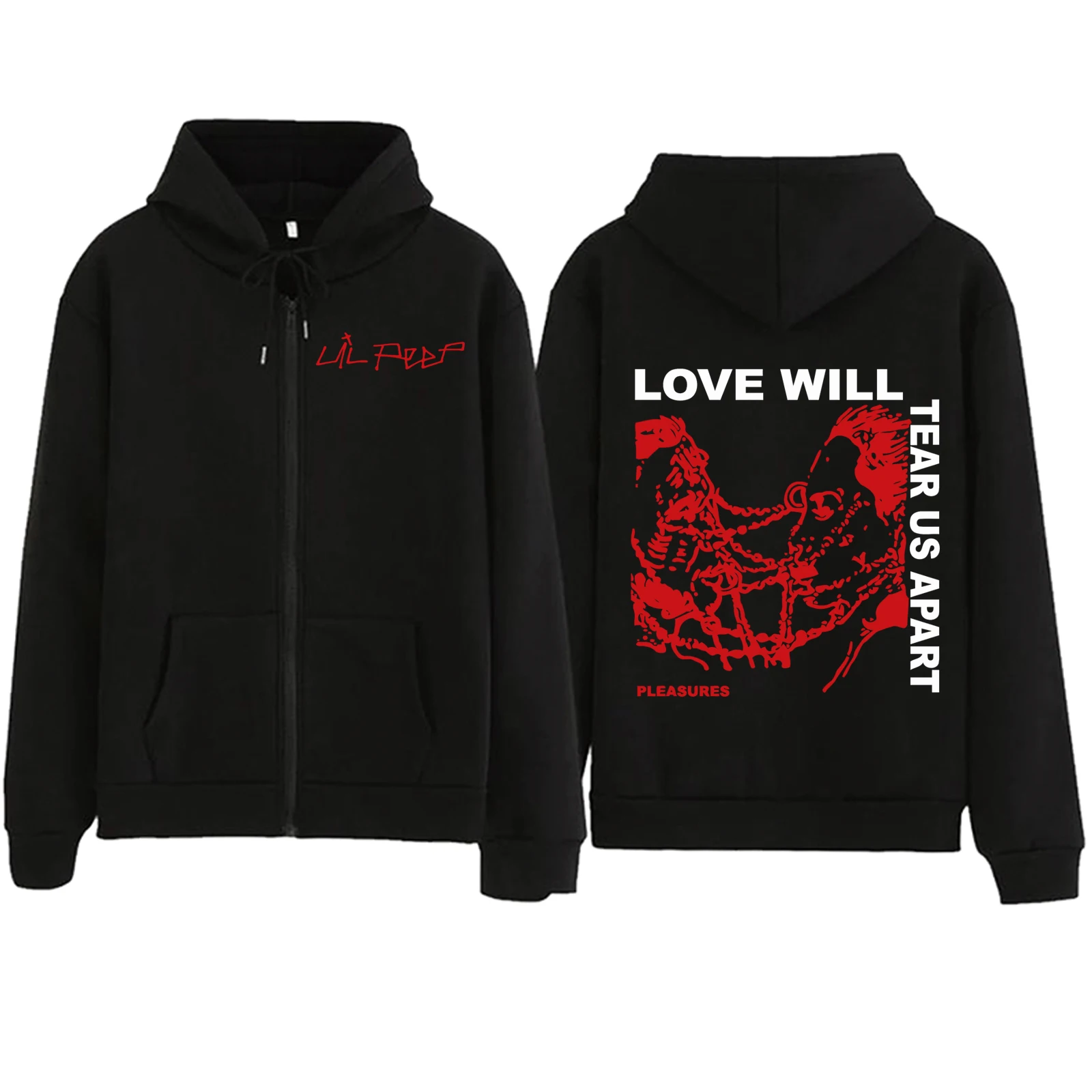 

Lil Peep Love Will Tear Us Apart Zipper Hoodie Harajuku Pullover Tops Sweatshirt Streetwear Fans Gift Unisex