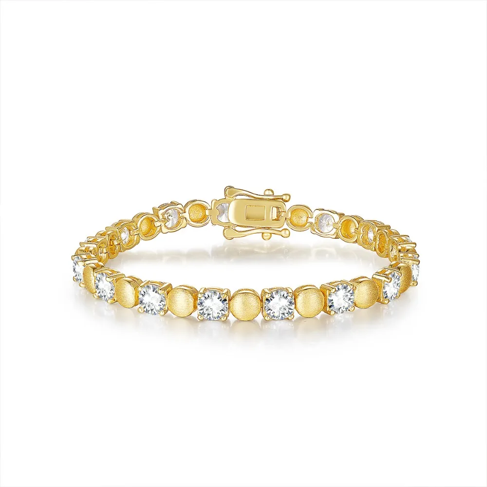 5mm D Color Moissanite Tennis Chain Bracelet Italy Wire Drawing Art 925 Sterling Silver Iced Diamond Link Chain Bracelets Bangle