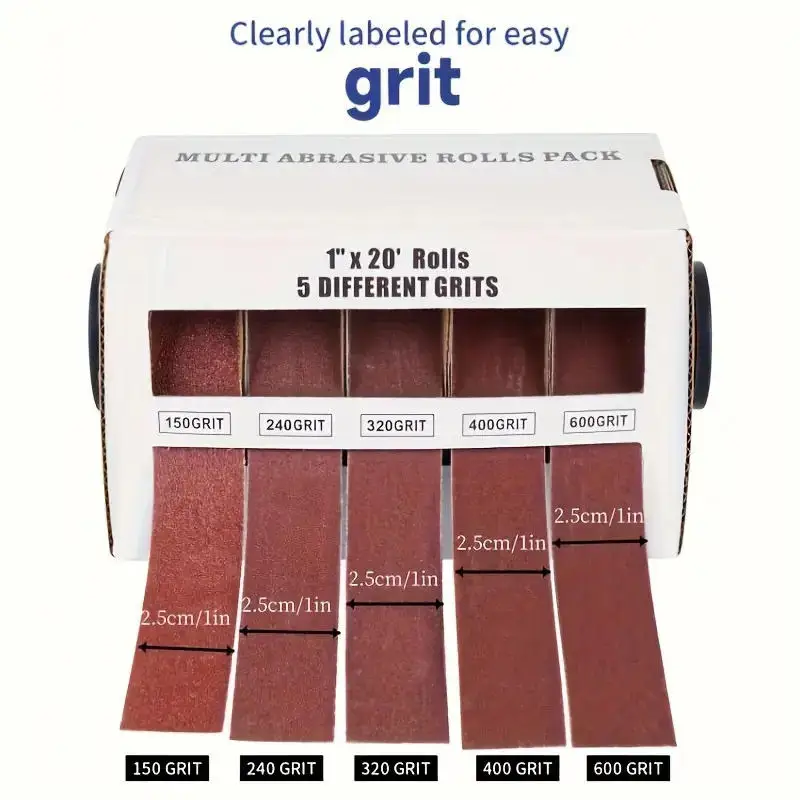 

Abrasive Sandpaper Roll Pack 4/5/6 Rolls Emery Dry Grinding Grit Sanding Belts Drawable Dispenser Cloth for Wood Metal Polishing