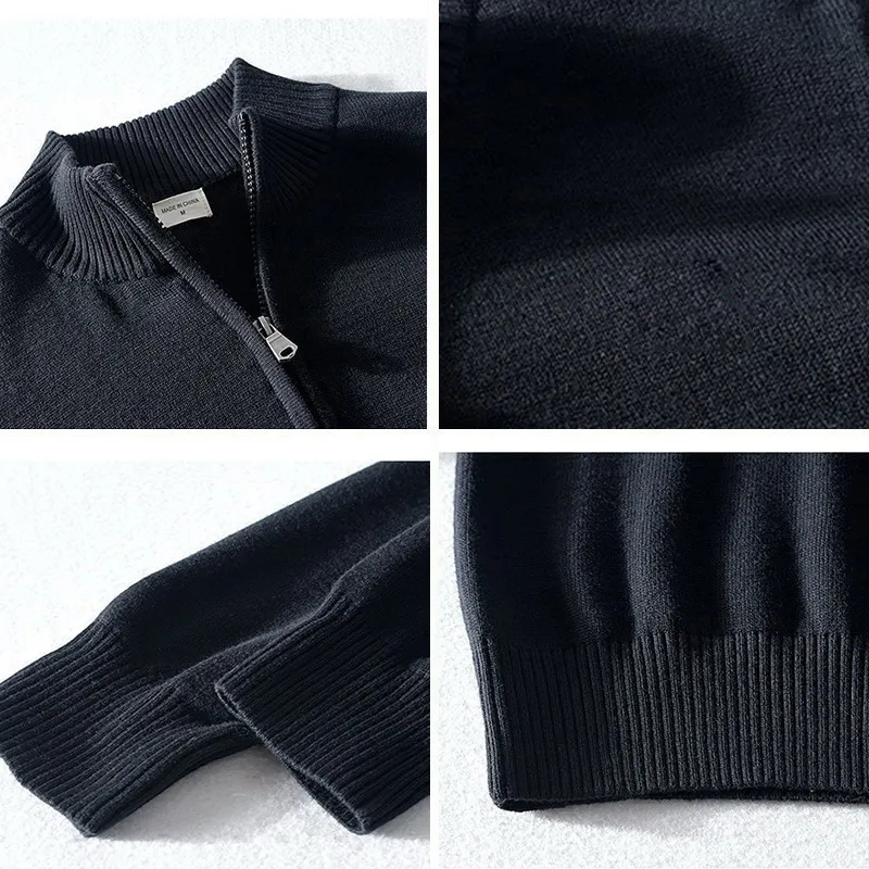 100% Baumwolle Pullover Herbst Männer lässig Reiß verschluss Strickjacke Hombre warm hochwertige Winter fit männlich lässig halbhohen Kragen Mantel
