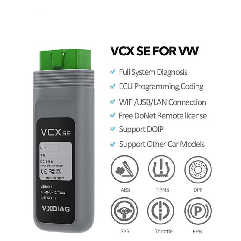 

VXDIAG VCX SE For VW Audi special inspection and diagnosis tool supports DOIP auto parts