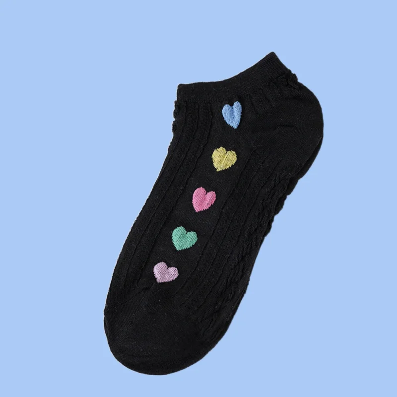 3/6 Pairs Women's Colorful Love Cotton Socks Cute Mid-tube Socks Boat Socks Autumn Winter New Product College Style Women Socks