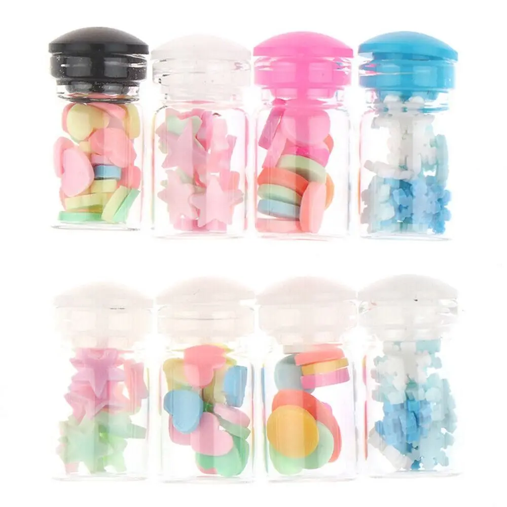 4Pcs 1:12 Mini Glass Candy Jar Mini Star Heart Jelly Drops Simulation Miniature Dollhouse Food for BJD Blyth Doll Kitchen Toy